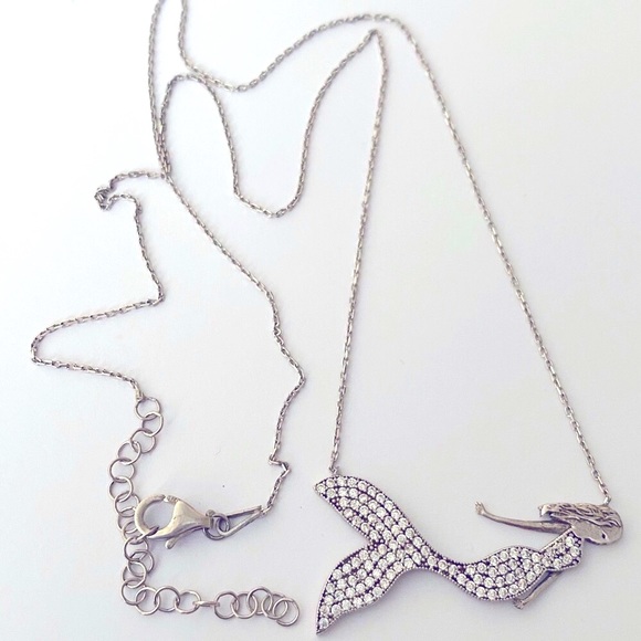🧜‍♀️ Mermaid 925 silver necklace cz stones - Picture 3 of 4